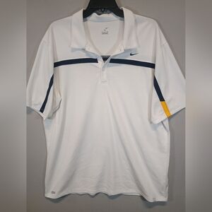 Nike Dri-FIT Men’s Polo Shirt White Navy Stripe Short Sleeve Size XL